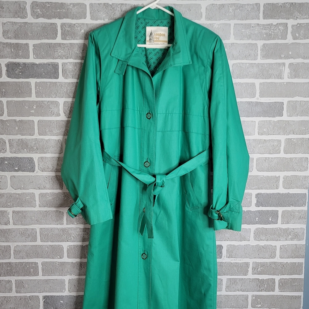 London Fog Made in USA Vintage Long Trench Spring Coat Women's Size 14 Reg